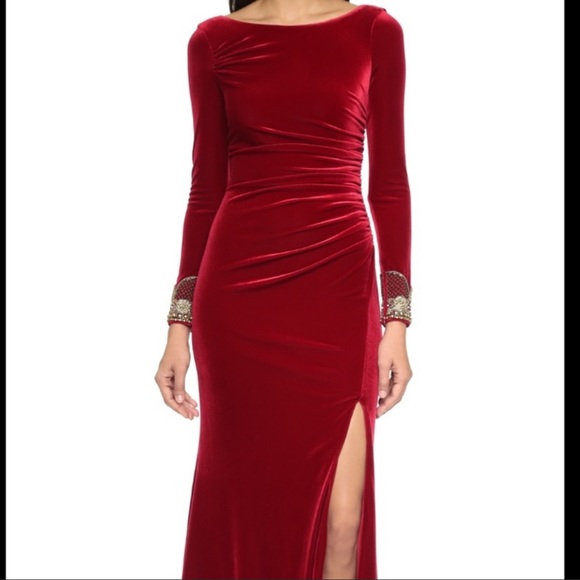 Red Velvet Dress Badgley Mischka - Picture 4 of 7
